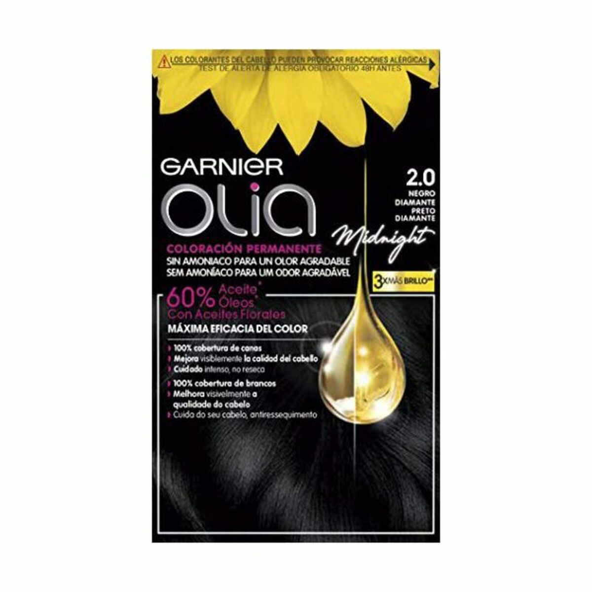 Permanent Dye Garnier Olia Ammonia-free Nº 2.0 Black Diamond Garnier