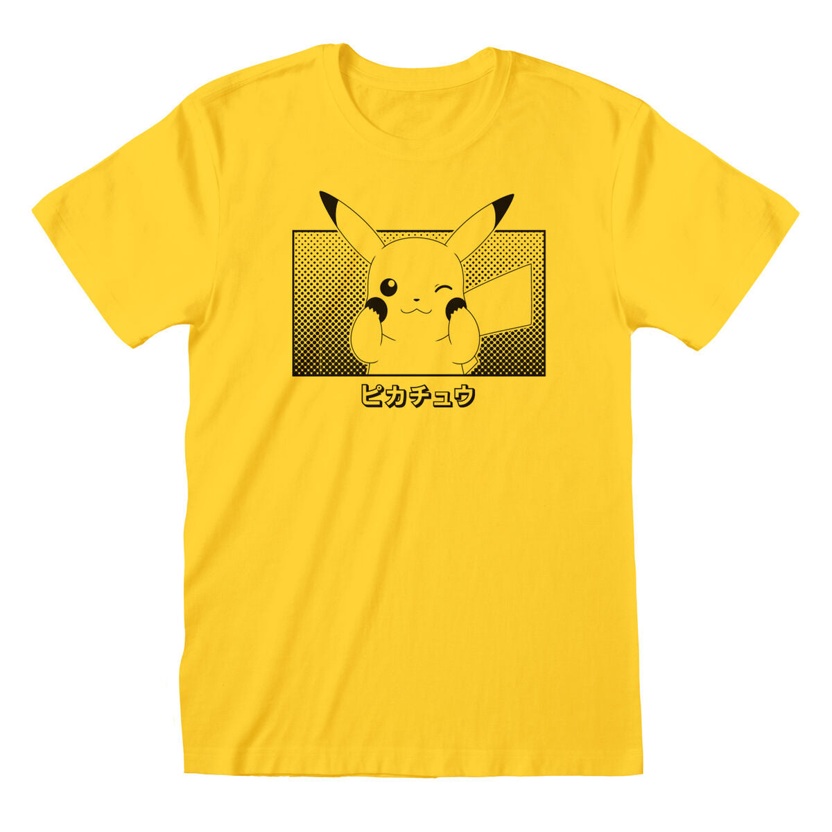 Unisex Short Sleeve T-Shirt Pokémon Pikachu Katakana Yellow