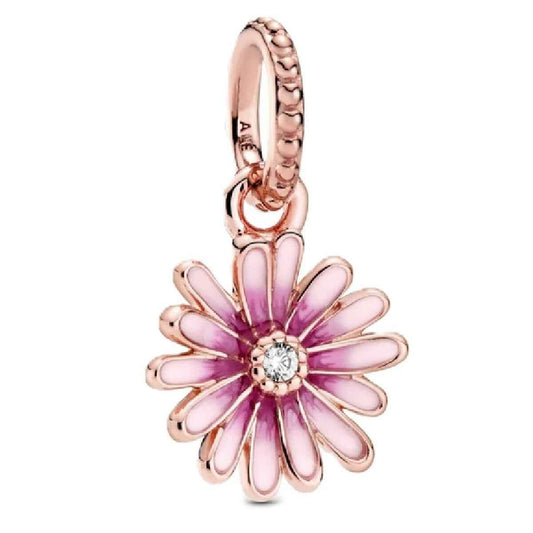 Woman's charm link Pandora PINK DAISY FLOWER Pandora