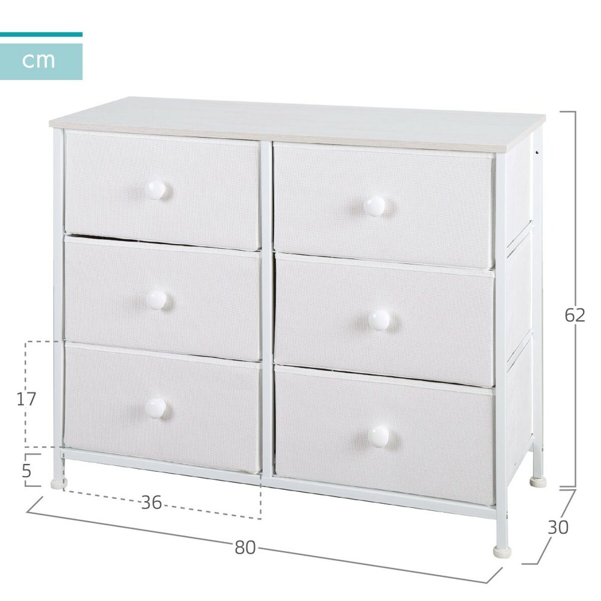 Chest of drawers Max Home White 80 x 62 x 30 cm