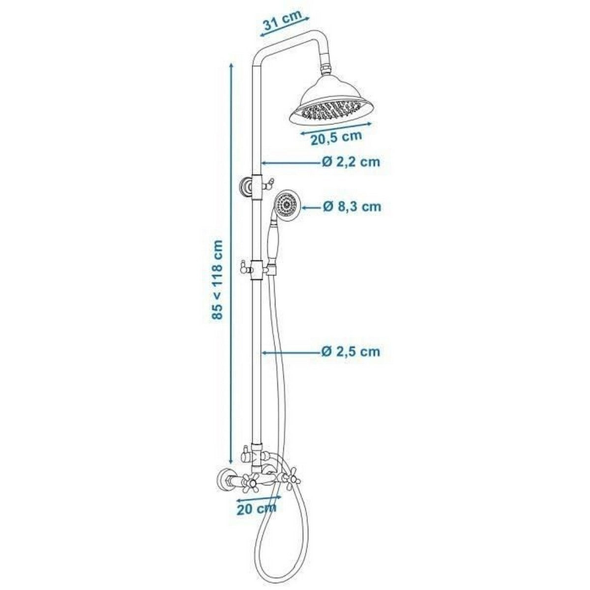 Shower Column Rousseau Grey Bronze Stainless steel Rousseau