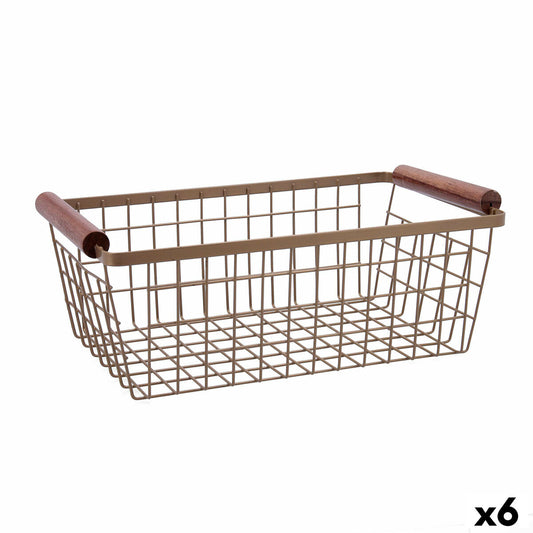 Multi-purpose basket Bidasoa Tiara Steel Copper 32 x 26 x 8 cm (6 Units)