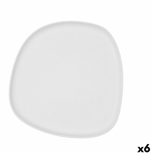 Flat Plate Bidasoa Fosil White Ceramic 26,3 x 25,5 x 2,4 cm (6 Units)