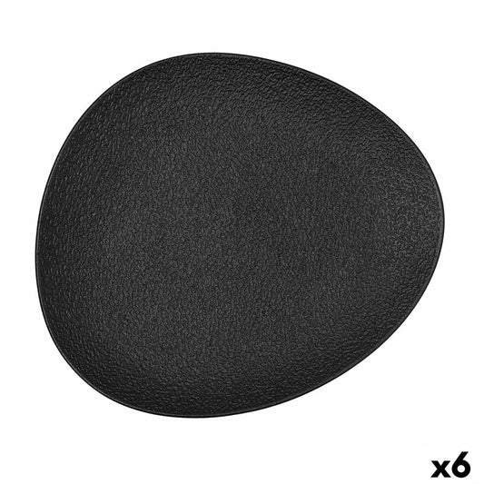 Flat Plate Bidasoa Fosil Black Ceramic Oval 28 x 24,8 x 2,5 cm (6 Units)