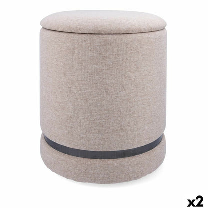 Pouffe Vinthera Moa Beige Wood 32 x 40 cm (2 Units)