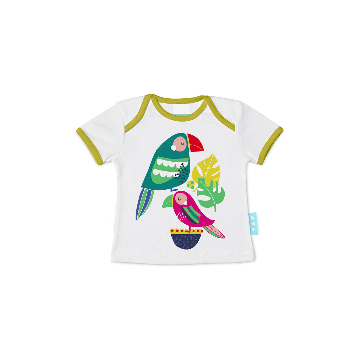 Child's Short Sleeve T-Shirt HappyFriday Moshi Moshi Pretty Parrots Multicolour 6-9 Months HappyFriday