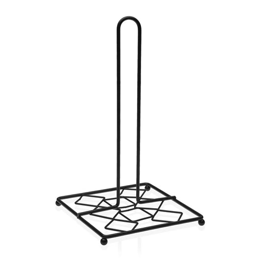 Kitchen Paper holder Versa Black Metal Steel (16 x 28,5 x 16 cm)