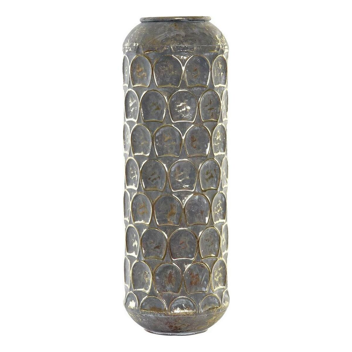 Vase DKD Home Decor Aged finish Grey Golden Metal Oriental 19 x 19 x 47 cm DKD Home Decor