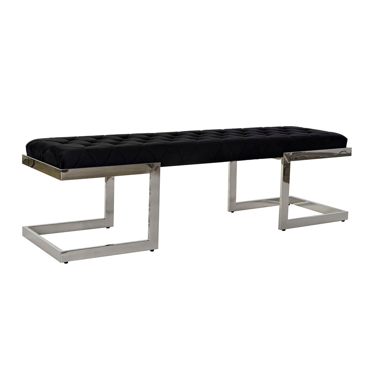 Bench DKD Home Decor Black Polyester Steel (140 x 40 x 40 cm) DKD Home Decor