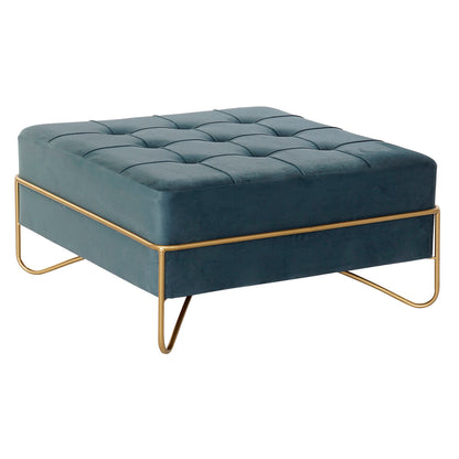 Bench DKD Home Decor Foam Blue Golden Metal Polyester Velvet MDF Wood (80 x 80 x 42 cm) DKD Home Decor