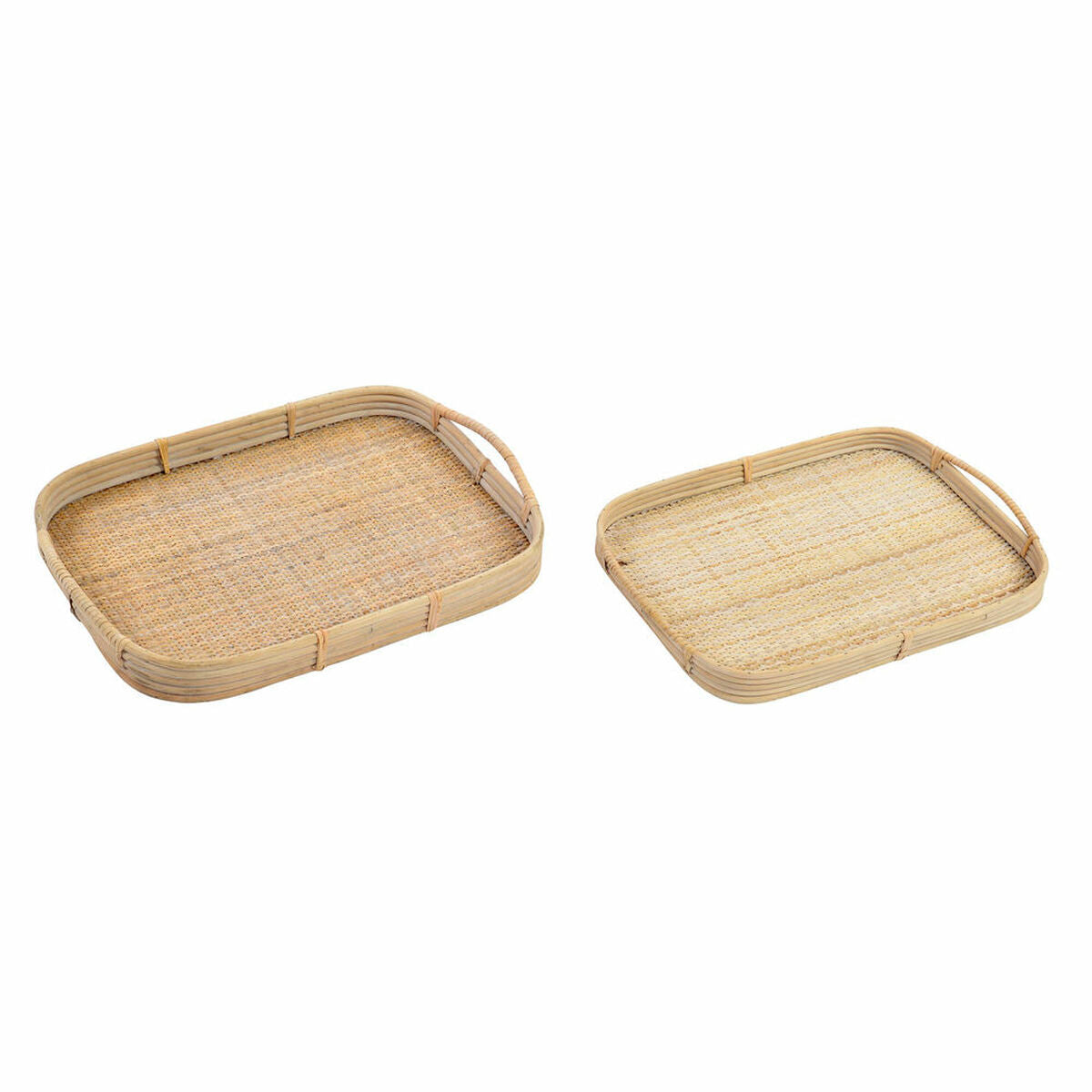 Set of trays DKD Home Decor Brown Rattan (51.5 x 36 x 7.5 cm) (44.5 x 31.5 x 6 cm) (2 pcs)