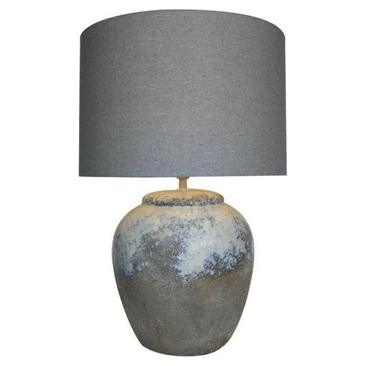 Desk lamp DKD Home Decor Canvas Ceramic Grey (38 x 38 x 60 cm) DKD Home Decor