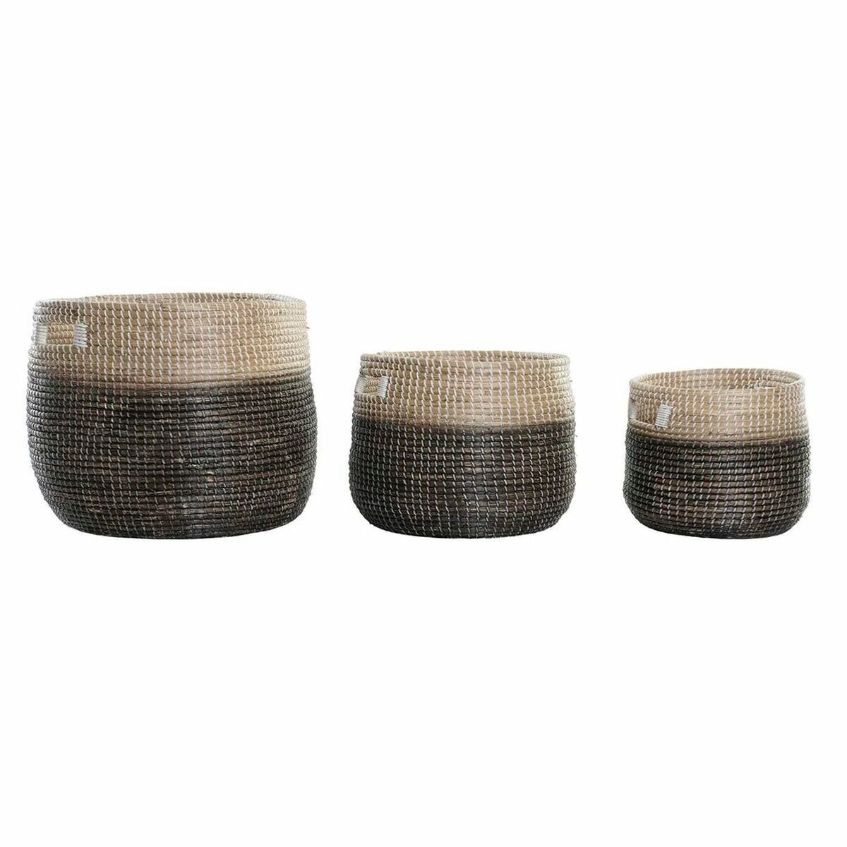 Basket set DKD Home Decor Natural Grey Seagrass (3 pcs) (37 x 37 x 40 cm) DKD Home Decor