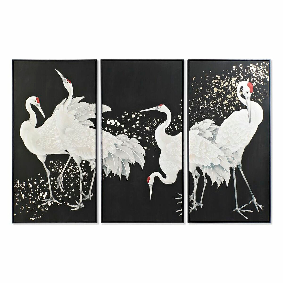 Set of 3 pictures DKD Home Decor Oriental Heron (210 x 4 x 140 cm) DKD Home Decor