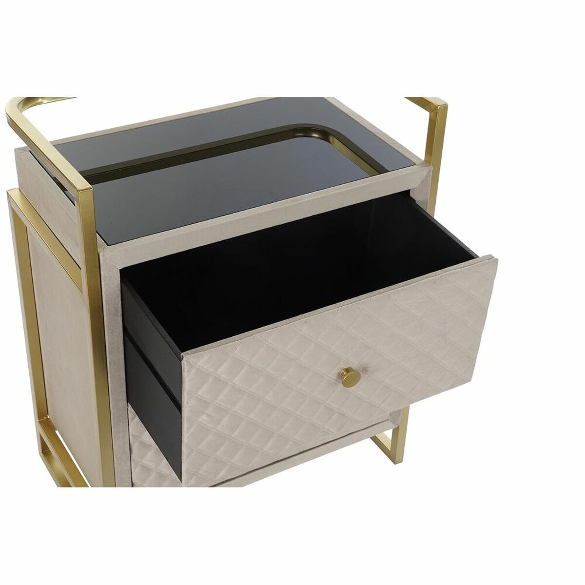 Side table DKD Home Decor Beige Golden Metal Crystal 60 x 35 x 75 cm