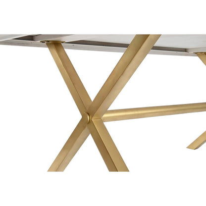 Dining Table DKD Home Decor White Golden Brass Mango wood 180 x 90 x 76 cm