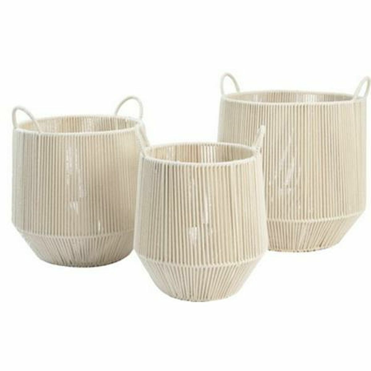 Basket set DKD Home Decor Beige Metal 38 x 38 x 45 cm 3 Pieces