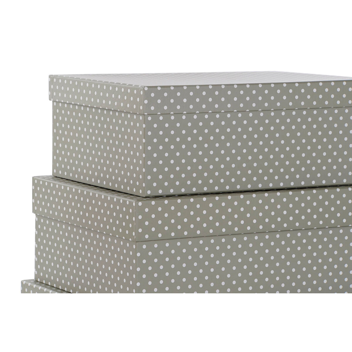 Set of Stackable Organising Boxes DKD Home Decor Mouse Grey White Cardboard (43,5 x 33,5 x 15,5 cm) DKD Home Decor