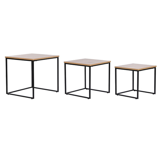 Set of 3 tables DKD Home Decor Black Metal 45 x 45 x 45 cm MDF Wood DKD Home Decor