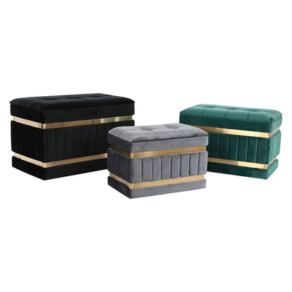 Bench DKD Home Decor Black Golden Green Dark grey MDF Wood 70 x 40 x 43 cm