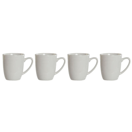 4 Piece Mug Set DKD Home Decor White Porcelain 330 ml 12 x 10 x 9 cm DKD Home Decor