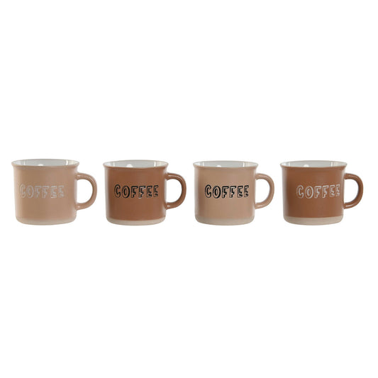 Piece Coffee Cup Set Home ESPRIT Brown Stoneware 180 ml 4 Pieces Home ESPRIT