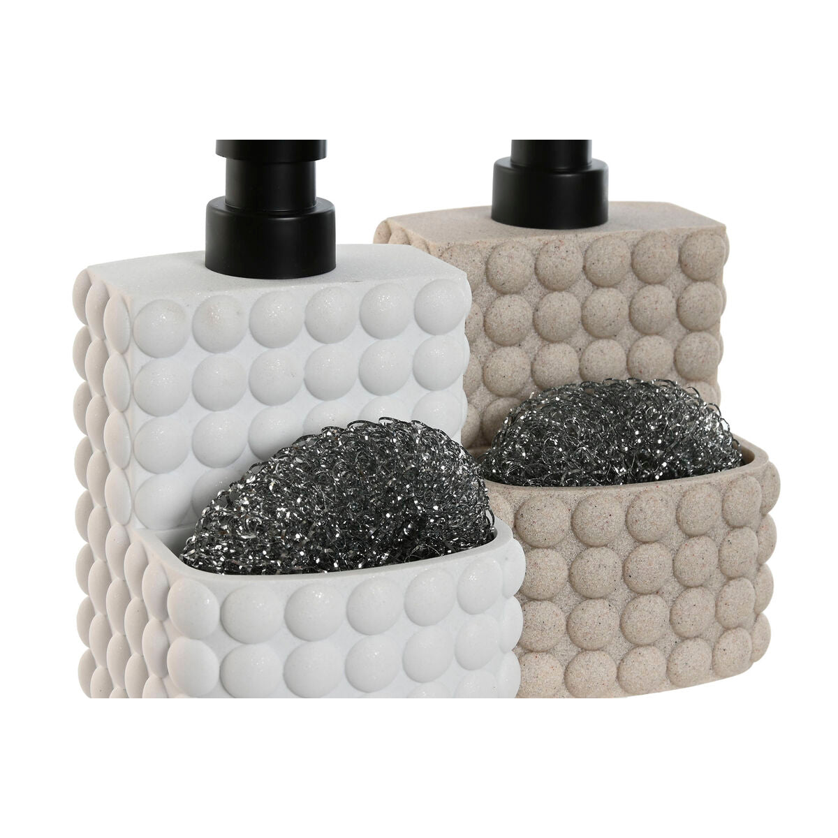 Soap Dispenser Home ESPRIT Black Beige Light grey Resin Marble 9 x 8 x 18 cm (2 Units)