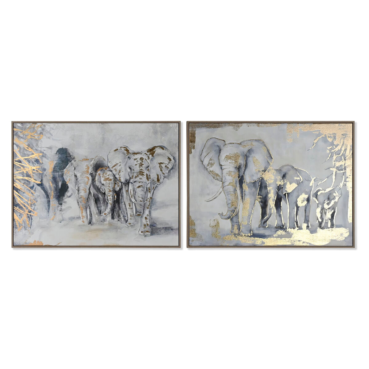 Painting Home ESPRIT Elephant Colonial 100 x 4 x 75 cm (2 Units) Home ESPRIT