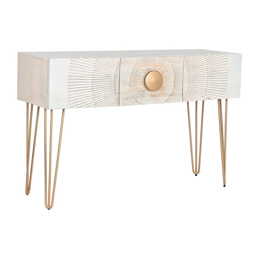 Console Home ESPRIT White Golden Metal Mango wood 120 x 38 x 76 cm Home ESPRIT