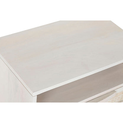 Nightstand Home ESPRIT White Rattan Mango wood 55 x 35 x 45 cm