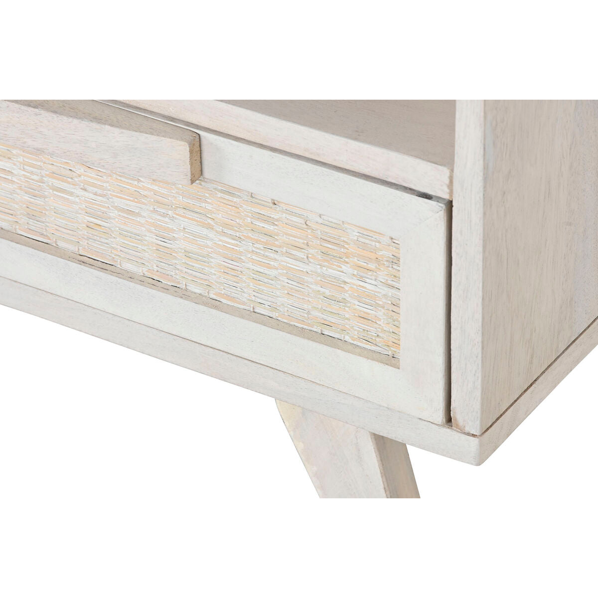 Nightstand Home ESPRIT White Rattan Mango wood 55 x 35 x 45 cm