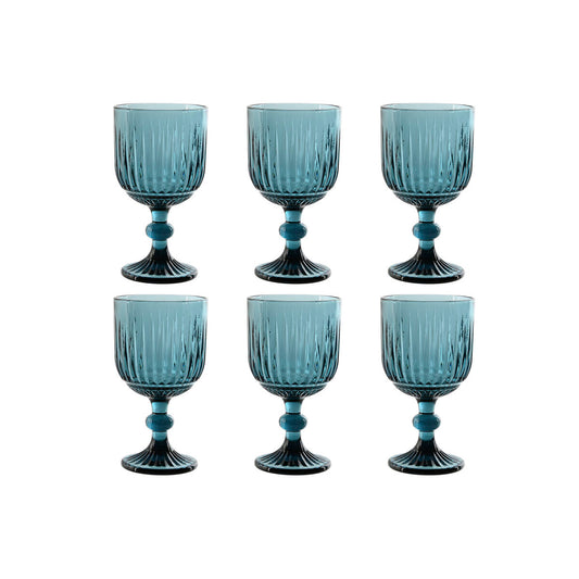 Set of cups Home ESPRIT Blue Crystal 8,8 x 8,8 x 16,3 cm (6 Units)