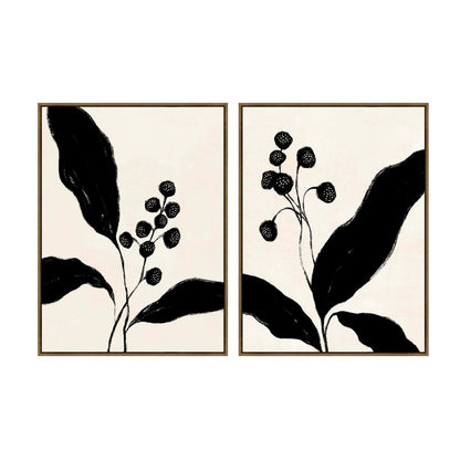 Painting Home ESPRIT Black Beige Flower Urban 75 x 4 x 100 cm (2 Units) Home ESPRIT