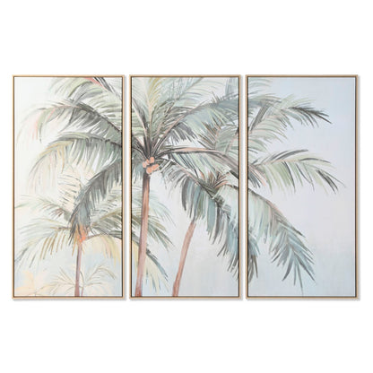 Painting Home ESPRIT Green Palms Tropical 180 x 4 x 120 cm (3 Pieces) Home ESPRIT