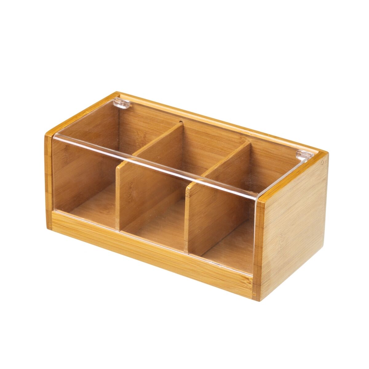 Box for Infusions Transparent Natural Bamboo 22 x 11 x 9,5 cm BigBuy Home