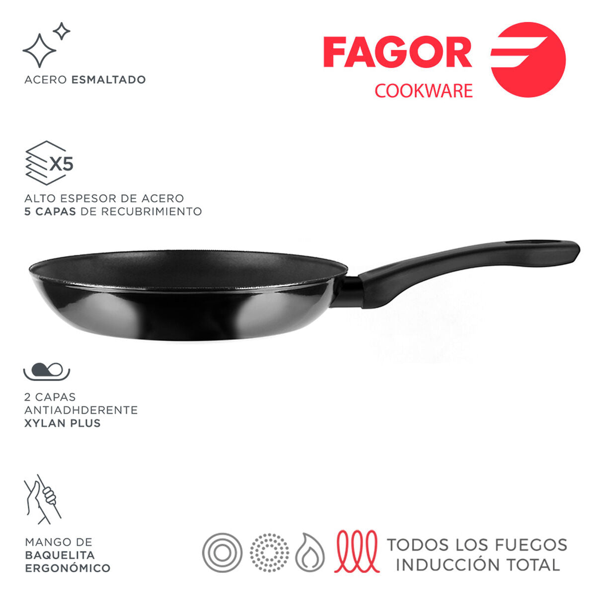 Pan FAGOR Indutherm Black Enamelled Steel (Ø 26 cm)