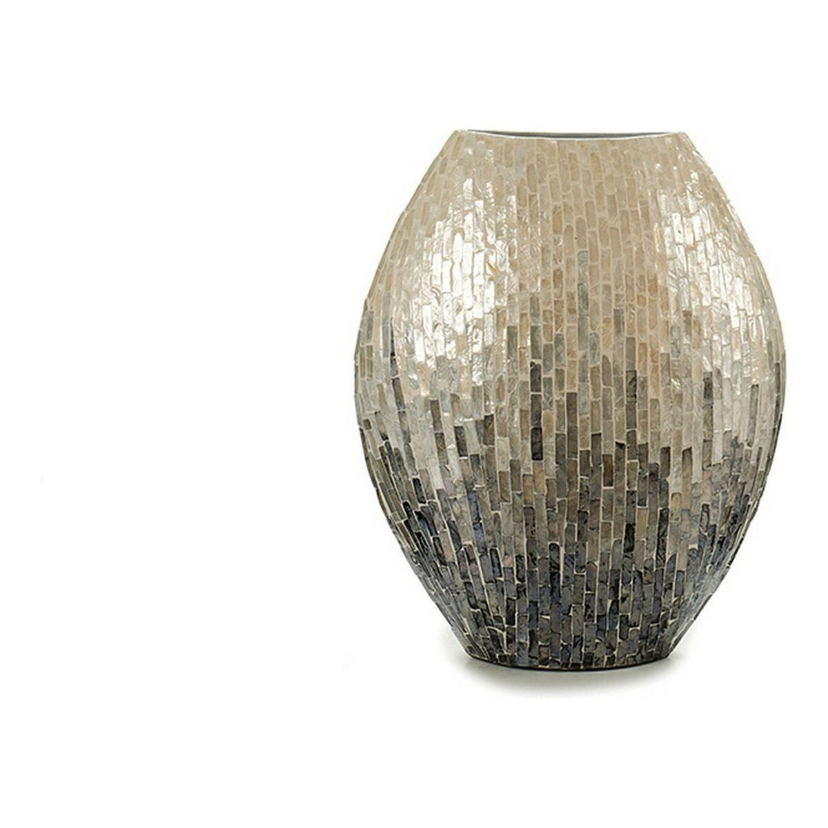 Vase Wood Grey Mother of pearl DM (18 x 44,5 x 40 cm) Gift Decor