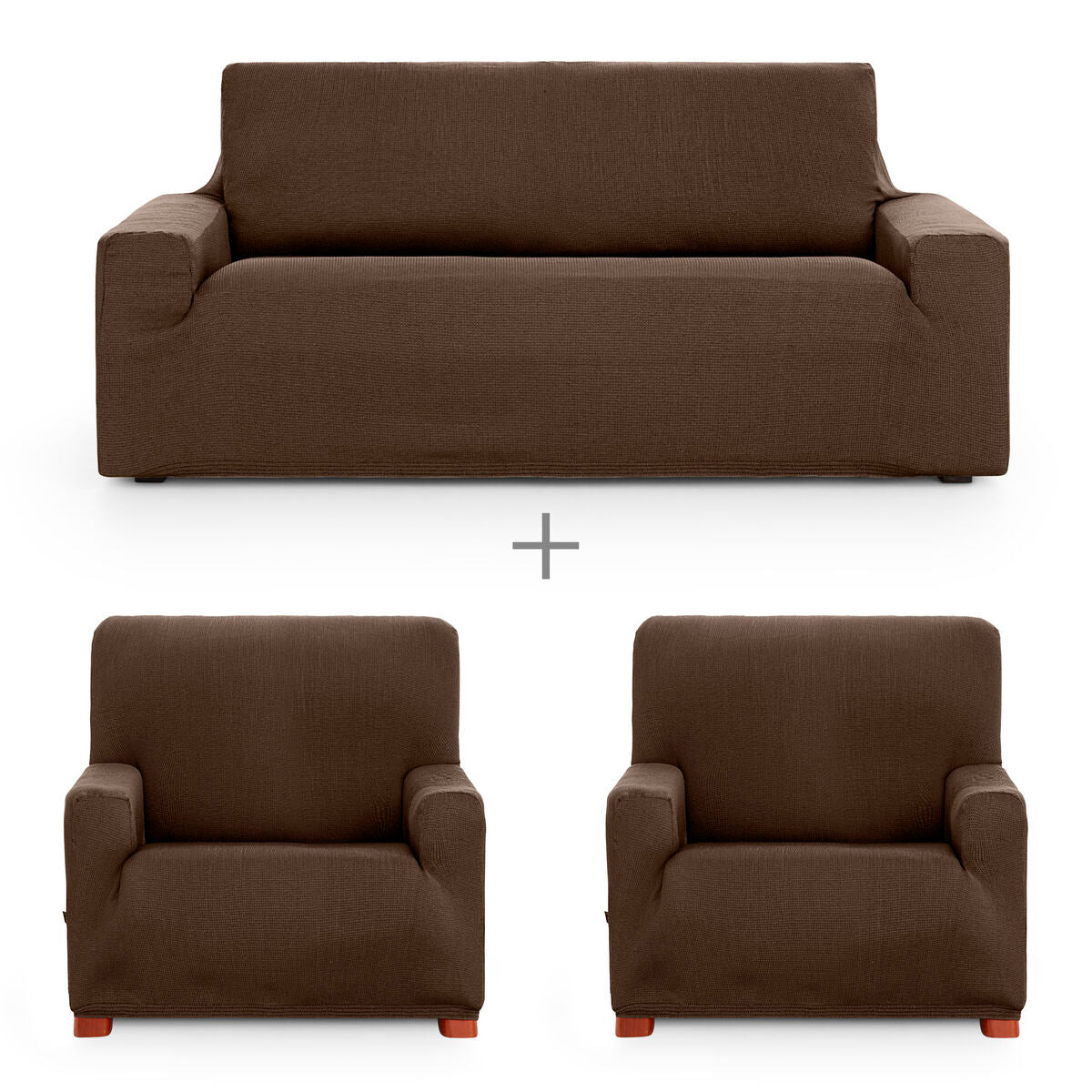 Sofa cover set Eysa ULISES Brown 3 Pieces