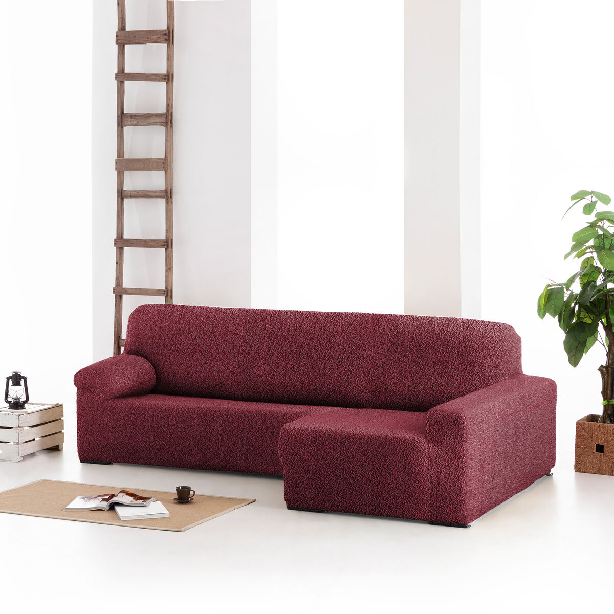 Right short arm chaise longue cover Eysa ROC Tile Dark Red 180 x 120 x 360 cm Eysa