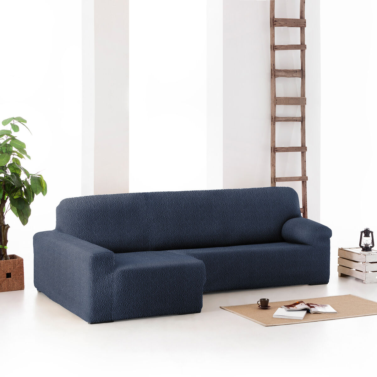 Right short arm chaise longue cover Eysa ROC Blue 180 x 120 x 360 cm Eysa