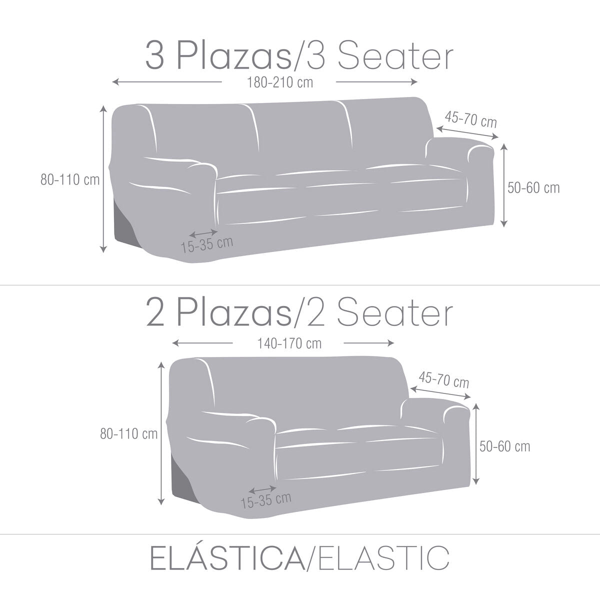 Sofa cover set Eysa ULISES Celeste 2 Pieces