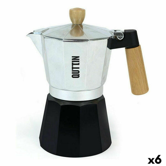 Italian Coffee Pot Quttin Wood Aluminium 9 Cups (6 Units) Quttin