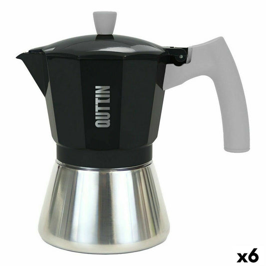 Italian Coffee Pot Quttin Aluminium Steel 9 Cups 450 ml (6 Units)