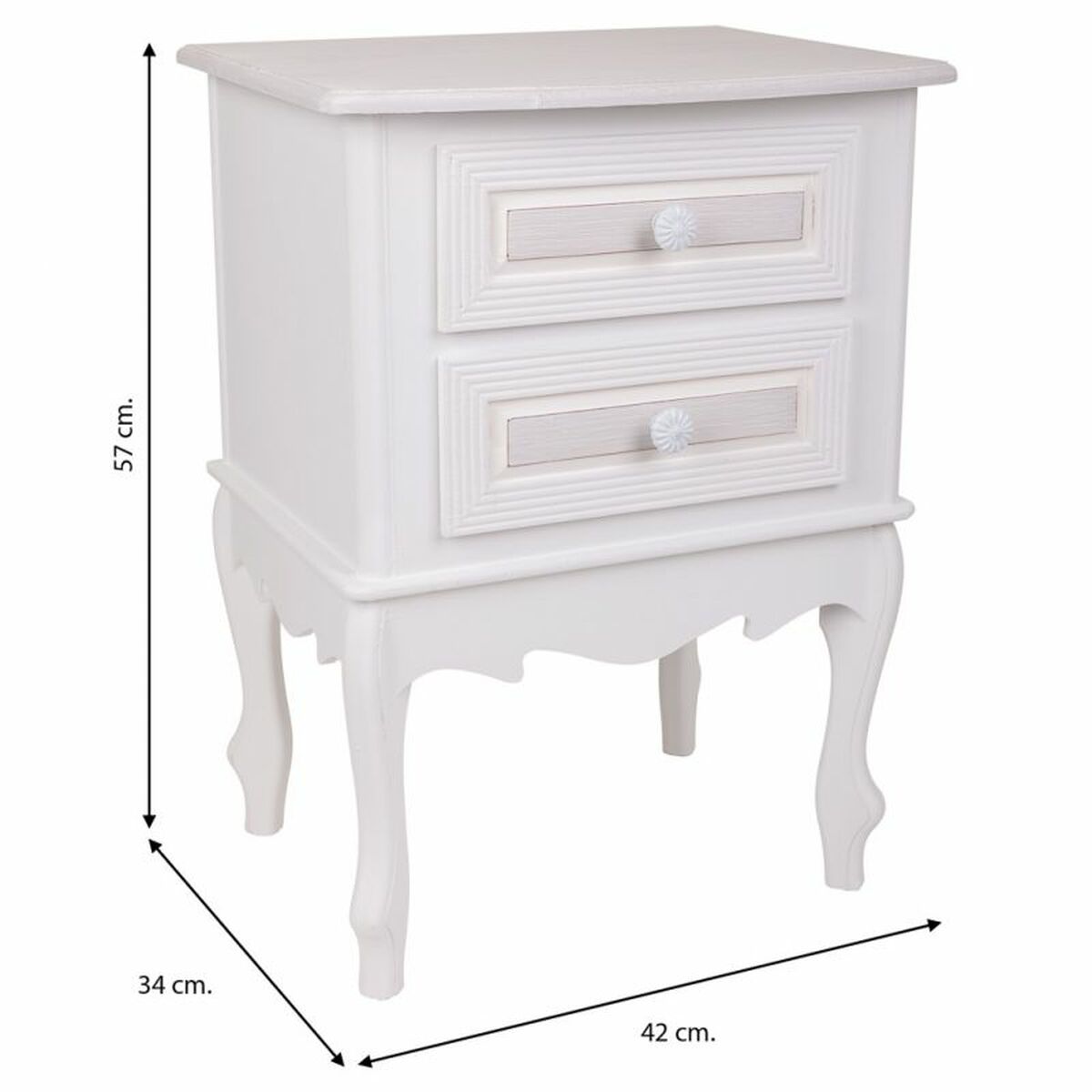 Nightstand Alexandra House Living White 34 x 57 x 42 cm