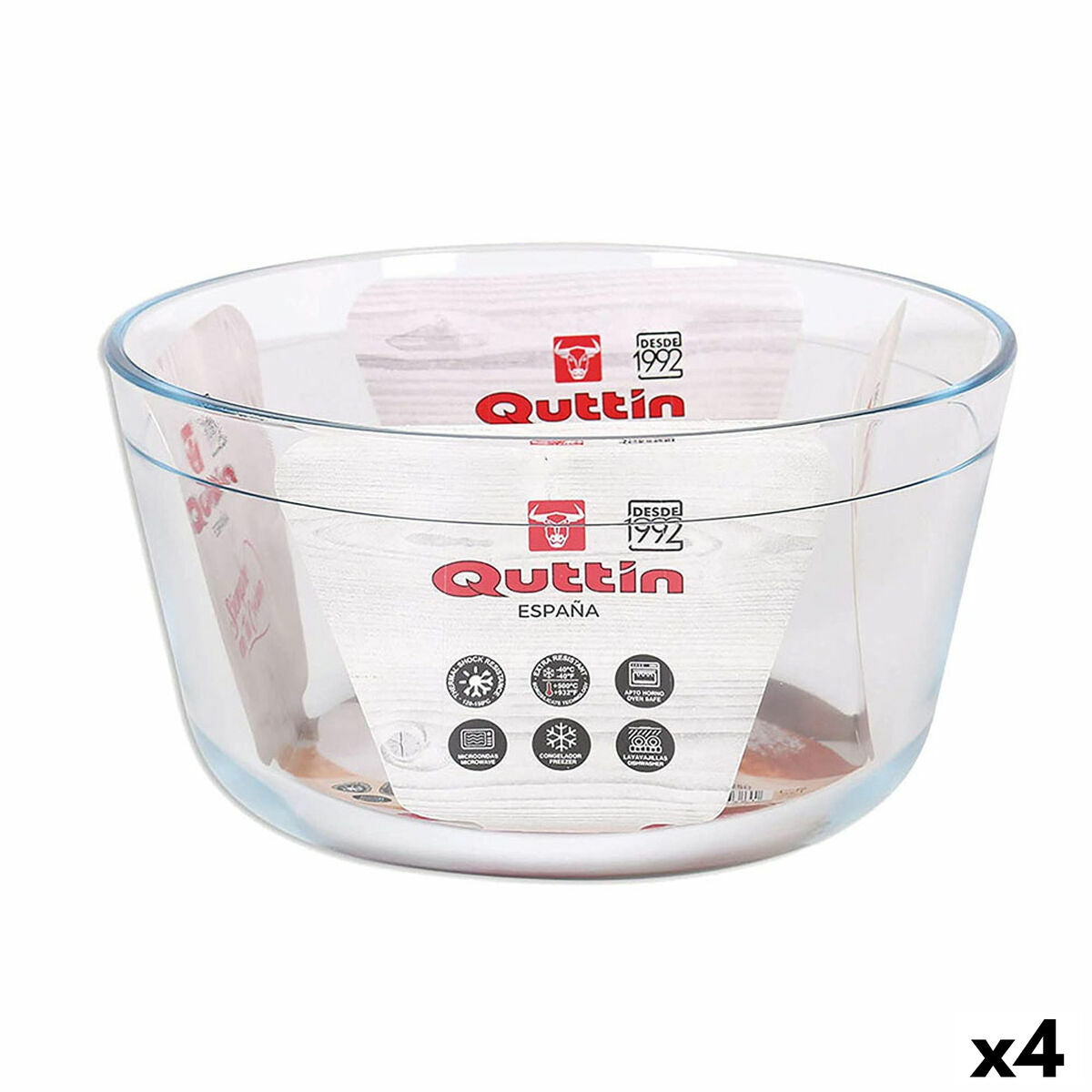 Baking tray Quttin 104639 Glass 2,9 L (4 Units) (21,5 cm)