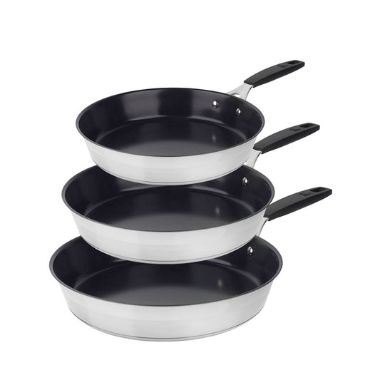 Set of Frying Pans Masterpro Smart Stainless steel Ø 24 cm Ø 20 cm Ø 28 cm 3 Pieces