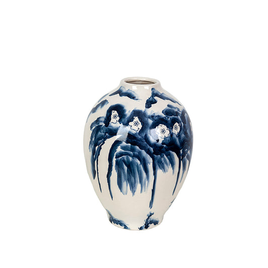 Vase Romimex Blue White Ceramic Flowers 18 x 25 x 18 cm Romimex