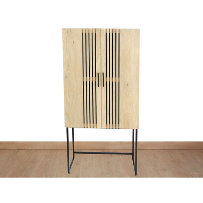 Cupboard Romimex Natural Metal Mango wood 80 x 161 x 43 cm Romimex