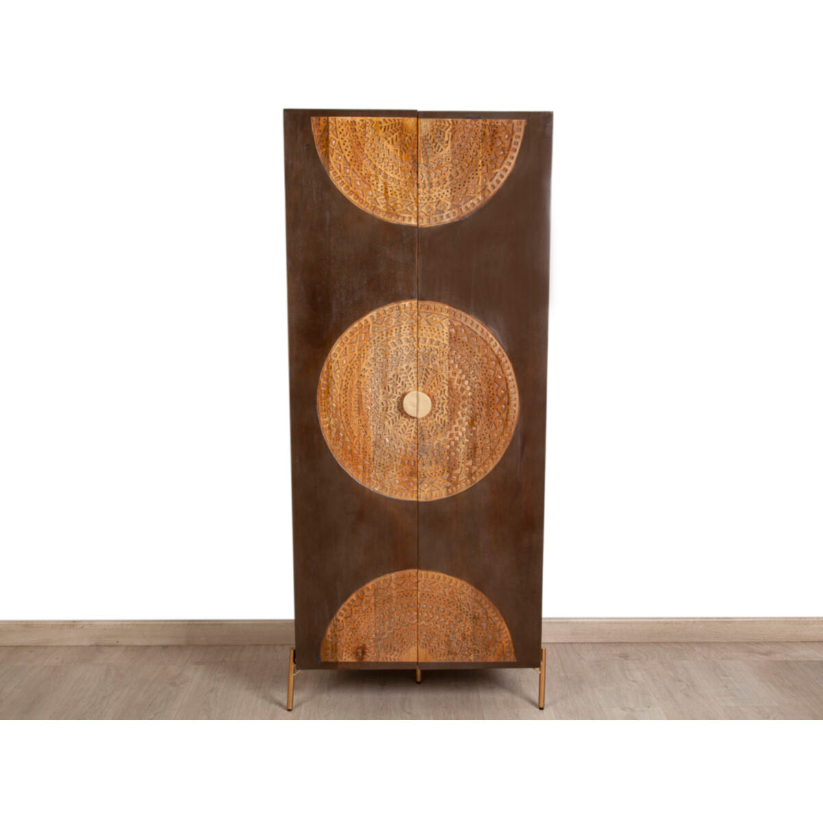 Cupboard Romimex Brown Metal Mango wood 75 x 180 x 45 cm Romimex