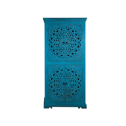 Cupboard Romimex Blue Mango wood 85 x 180 x 40 cm Romimex